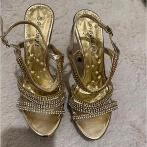 Gold Rhinestone Slingback Heels
